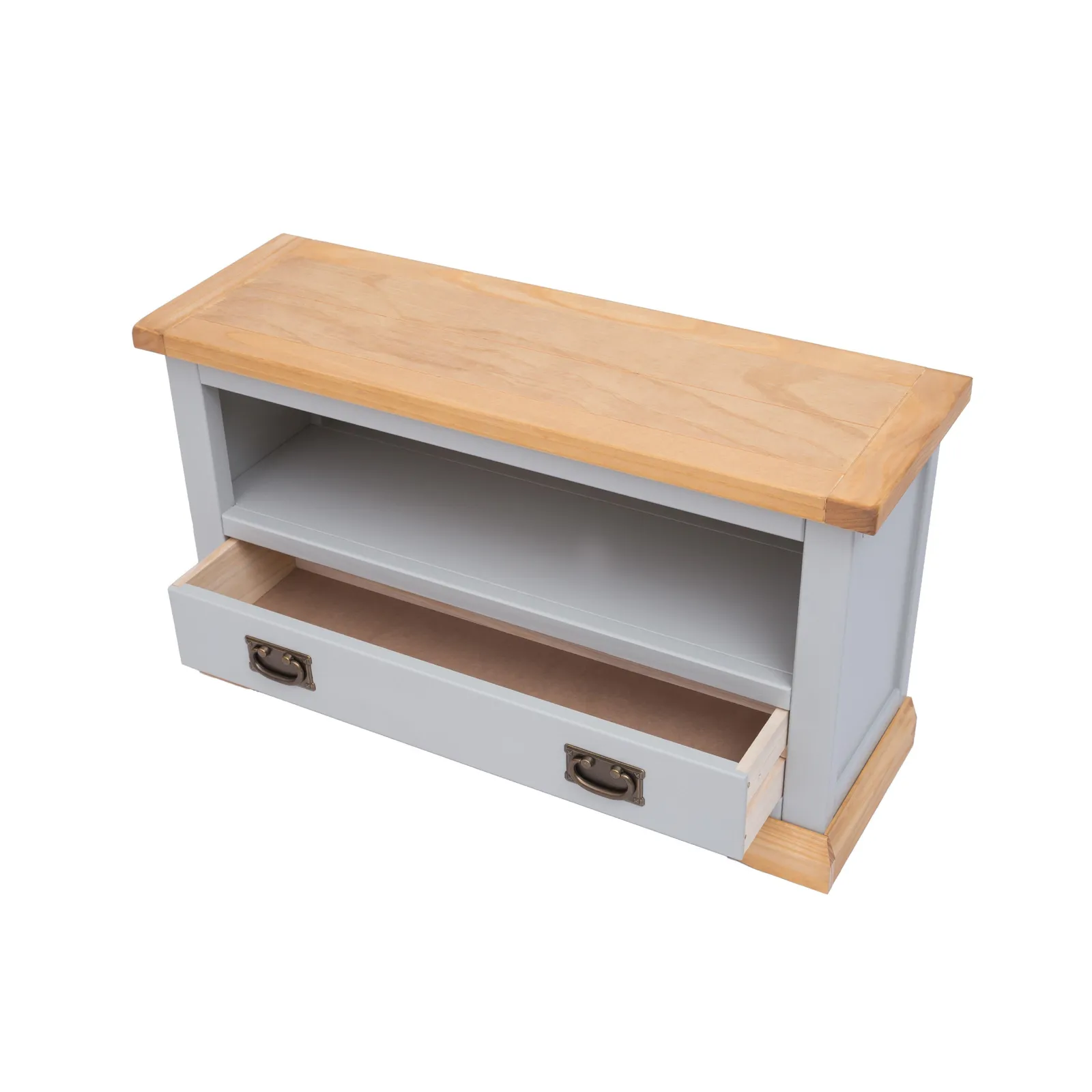 Cabinet Bits Bomporto Light Grey 1 Drawer TV Cabinet Brass Drop Handle 4