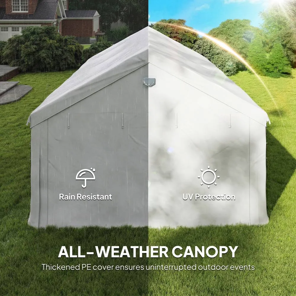 OUTSUNNY 6 x 4 m Party Tent, Heavy Duty Gazebo Canopy with Windows, White 6