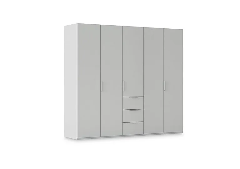 Haven 251cm 5 Door Combi Wardrobe with Décor Doors - Silk Grey/Silk Grey Front