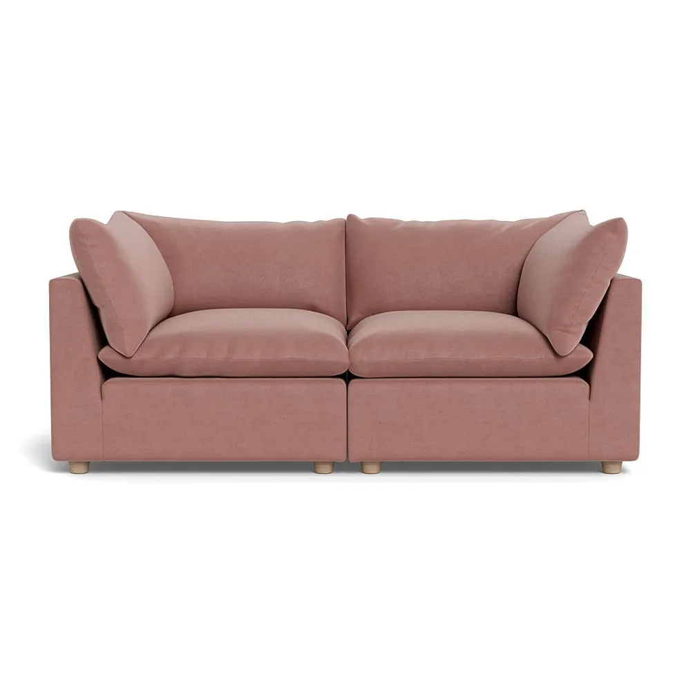 Heal's Astrid 3 Seater Sofa Smart Luxe Velvet Dusky Pink Natural Beech Feet 1
