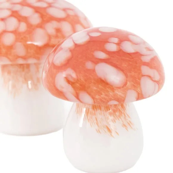 Cedar & Sage Set of 2 Confetti Glass Mushroom Ornaments 6