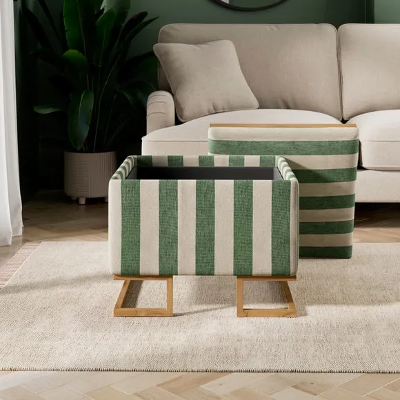Holland Woven Stripe Square Tray Table Ottoman 3