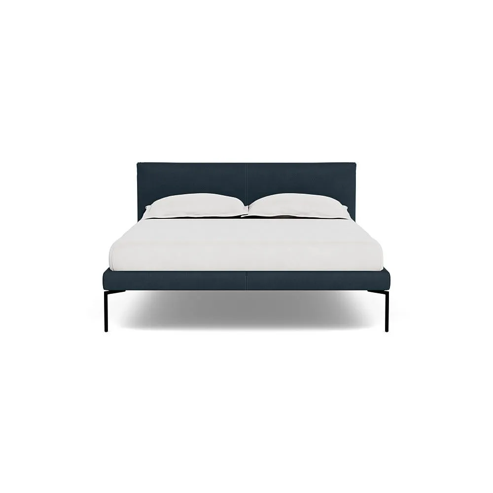 Heal's Matera Bed Double Siena Cotton Deep Sea Black Feet