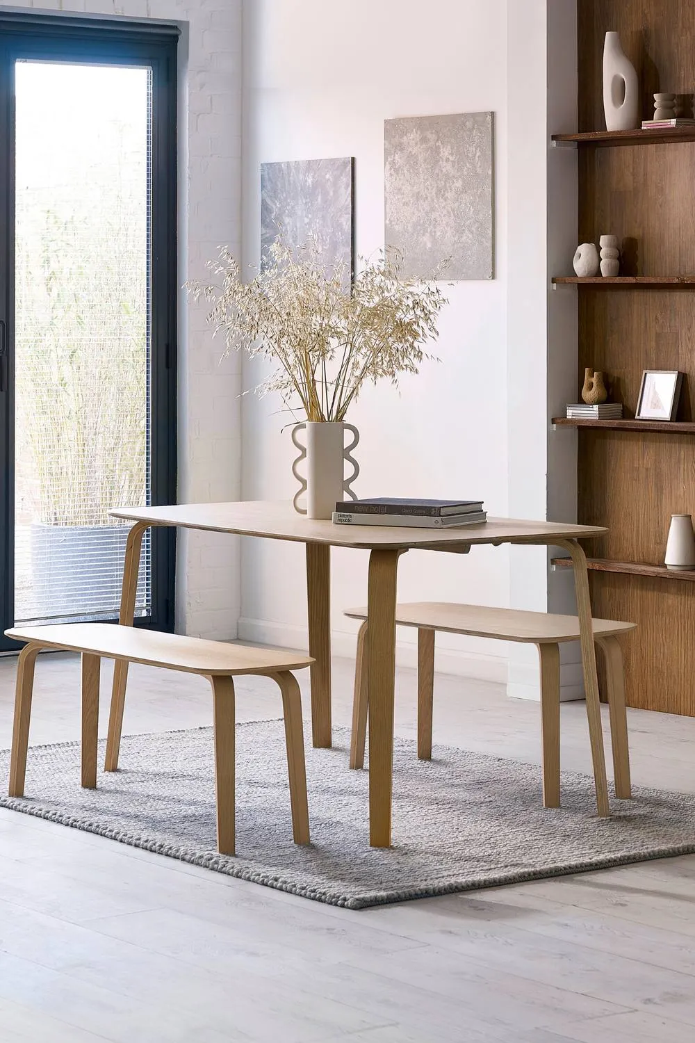 Julian Bowen Kaito Rectangular 4 Seater Dining Table with Curved Legs in Light Oak 2