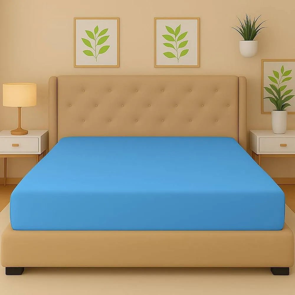 Homes-Linen Flannelette Fitted Sheet 100% Brushed Cotton 25cm Deep in Blue