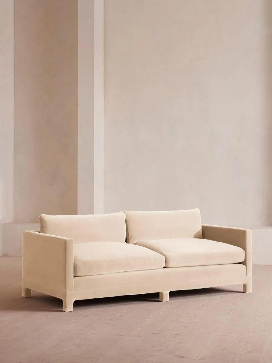 Ashford Three Seater Sofa, Velvet, Porcelain