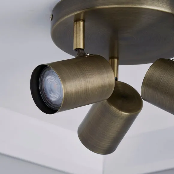 Newark Antique Bronze 3 Light Semi Flush Spotlight 3