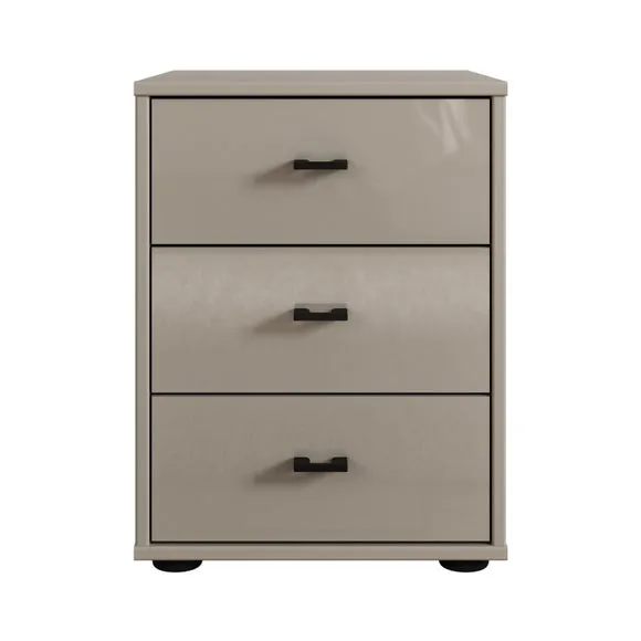 Wiemann Kahla Glass Fronted 3 Drawer Bedside Table 2