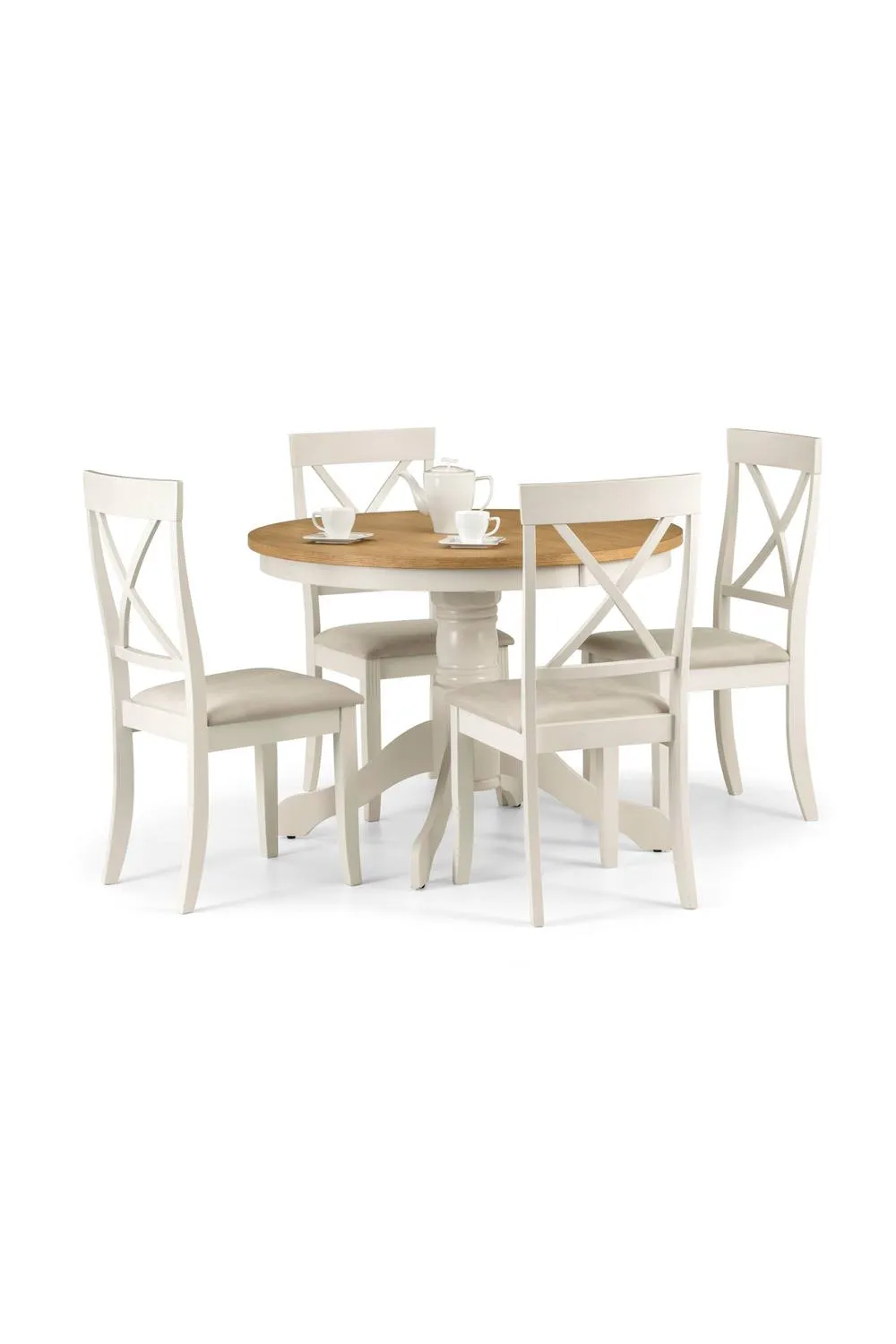 Julian Bowen Davenport Round Pedestal 4 Seater Dining Table in Ivory 4