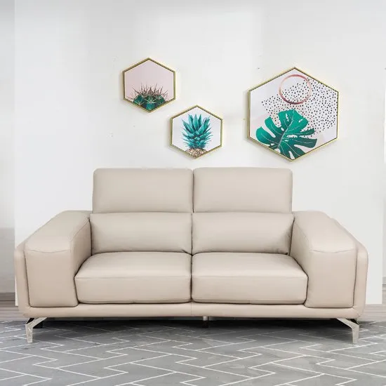 Linea Faux Leather Fixed 2 Seater Sofa In Putty