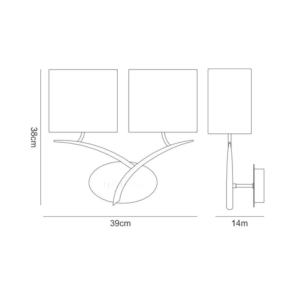 Netlighting Eve Wall Lamp Switched 2 Light E27 Anthracite with White Oval Shades in Black 2