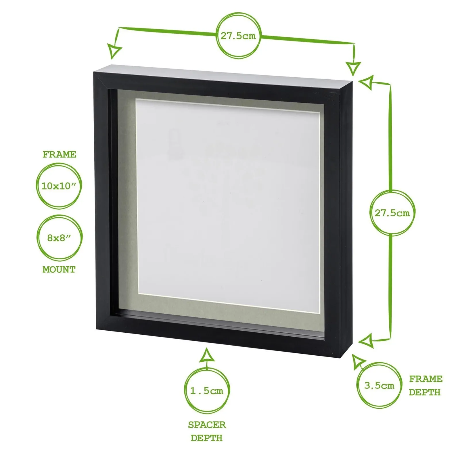 Nicola Spring 10" x 10" White 3D Box Photo Frames - 8" x 8" Mount - Pack of 2 in Ivory 4