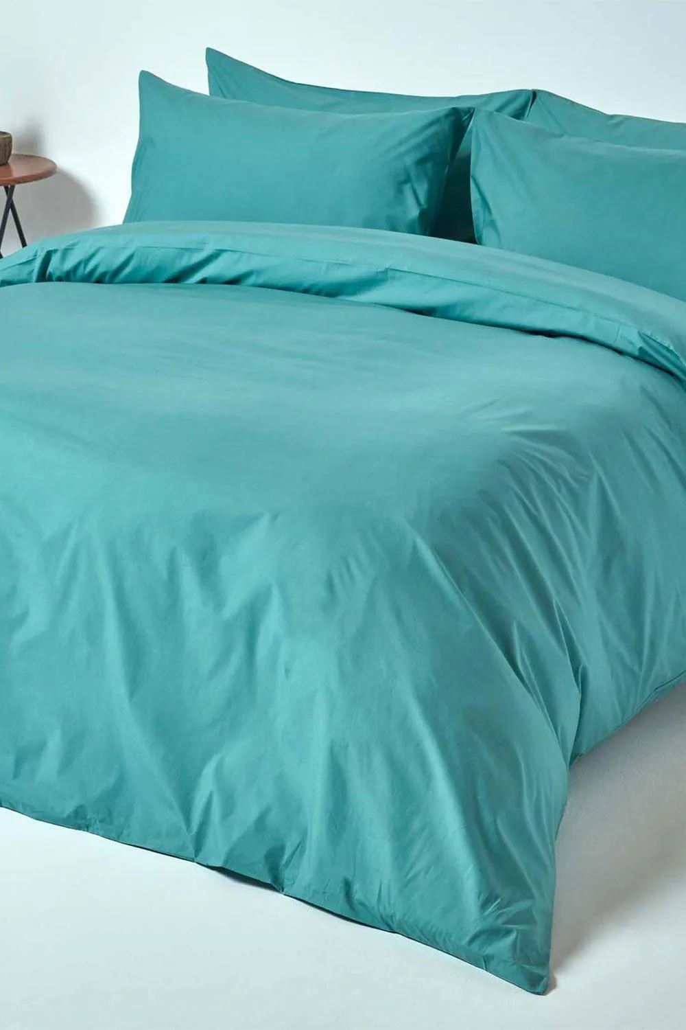 Homescapes Egyptian Cotton Duvet Cover with Pillowcase, 200 TC in Teal 2