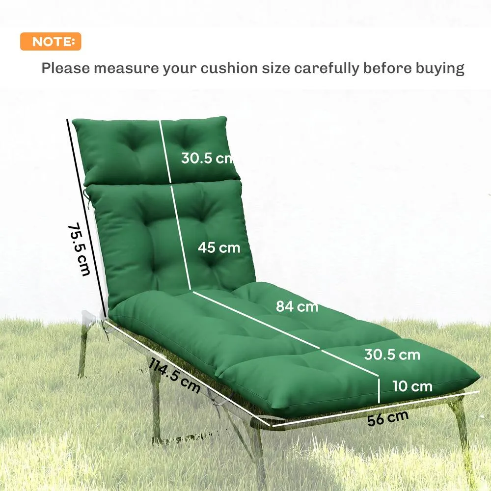 OUTSUNNY Garden Lounge Chair Cushions Set of 2, 220gsm Fabric in Green 3