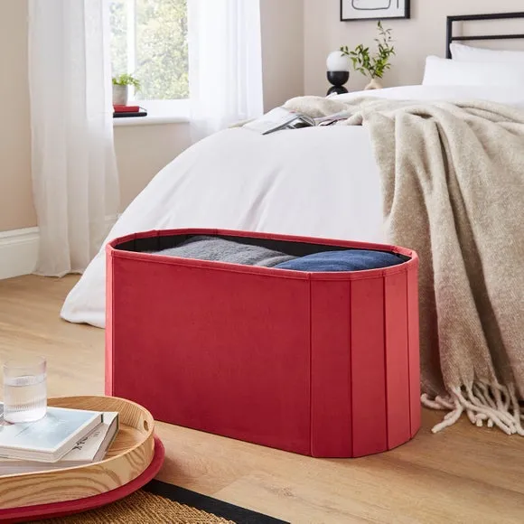 Recycled Velour Lozenge Ottoman with Tray 3
