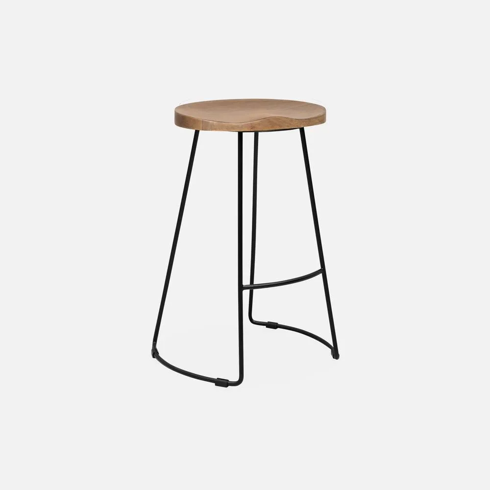 sweeek Pair Of Industrial Metal & Wooden Bar Stools in Light Brown 2