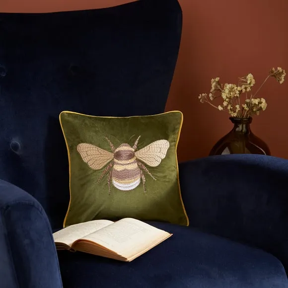 Embroidered Bee Square Cushion 5
