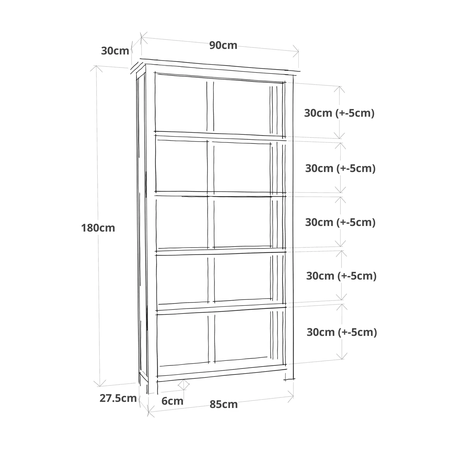 Cabinet Bits Bookcase 180x90x30cm in Off-White 5