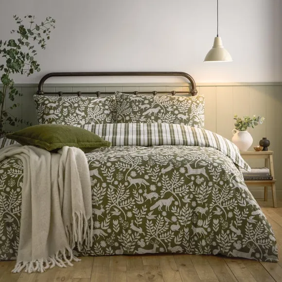 Furn. Skandi Woodland 100% Brushed Cotton Duvet Cover and Pillowcase Set