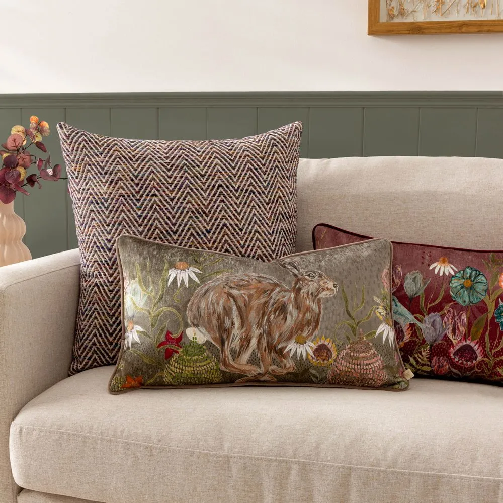 Wylder Meadow Bloom Blossom Printed Chenille Cushion in Purple 6