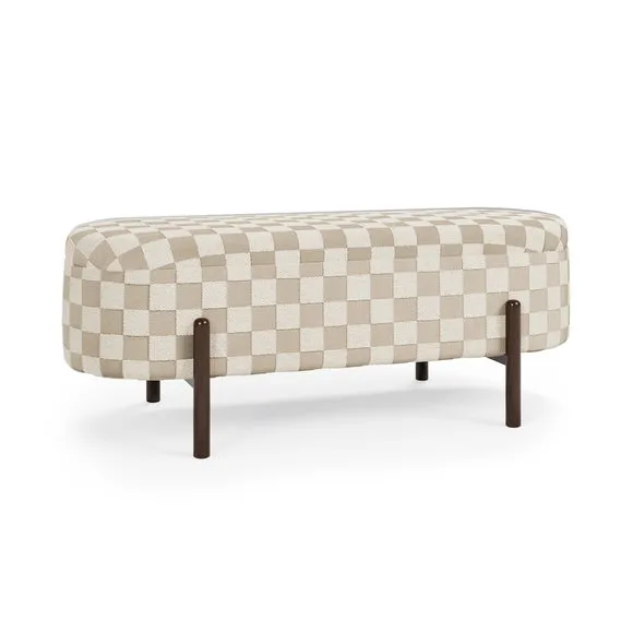 Marley Checkerboard Chenille Storage Ottoman 6