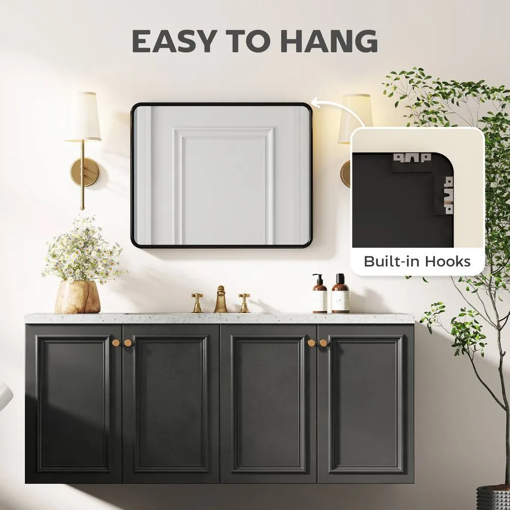 HOMCOM Rectangular Mirror with Metal Frame, Decorative Wall Mirror, Black 6