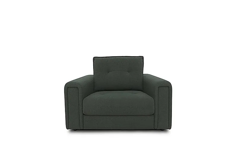 Goliath Fabric Chair with Storage Drawer - Moss Green