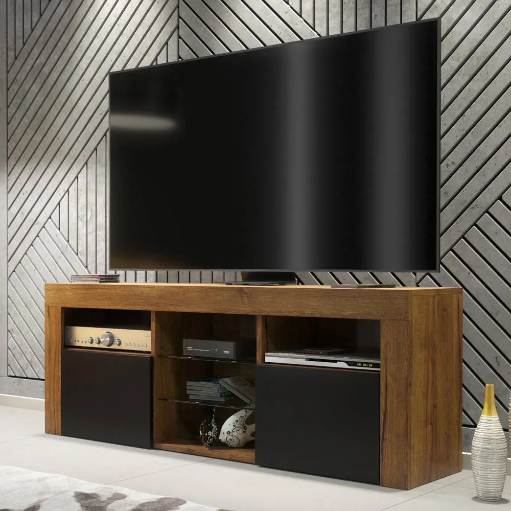 Creative Furniture Pulse TV Unit 145cm - Dark Oak with Black Matt Doors in Dark Brown 6
