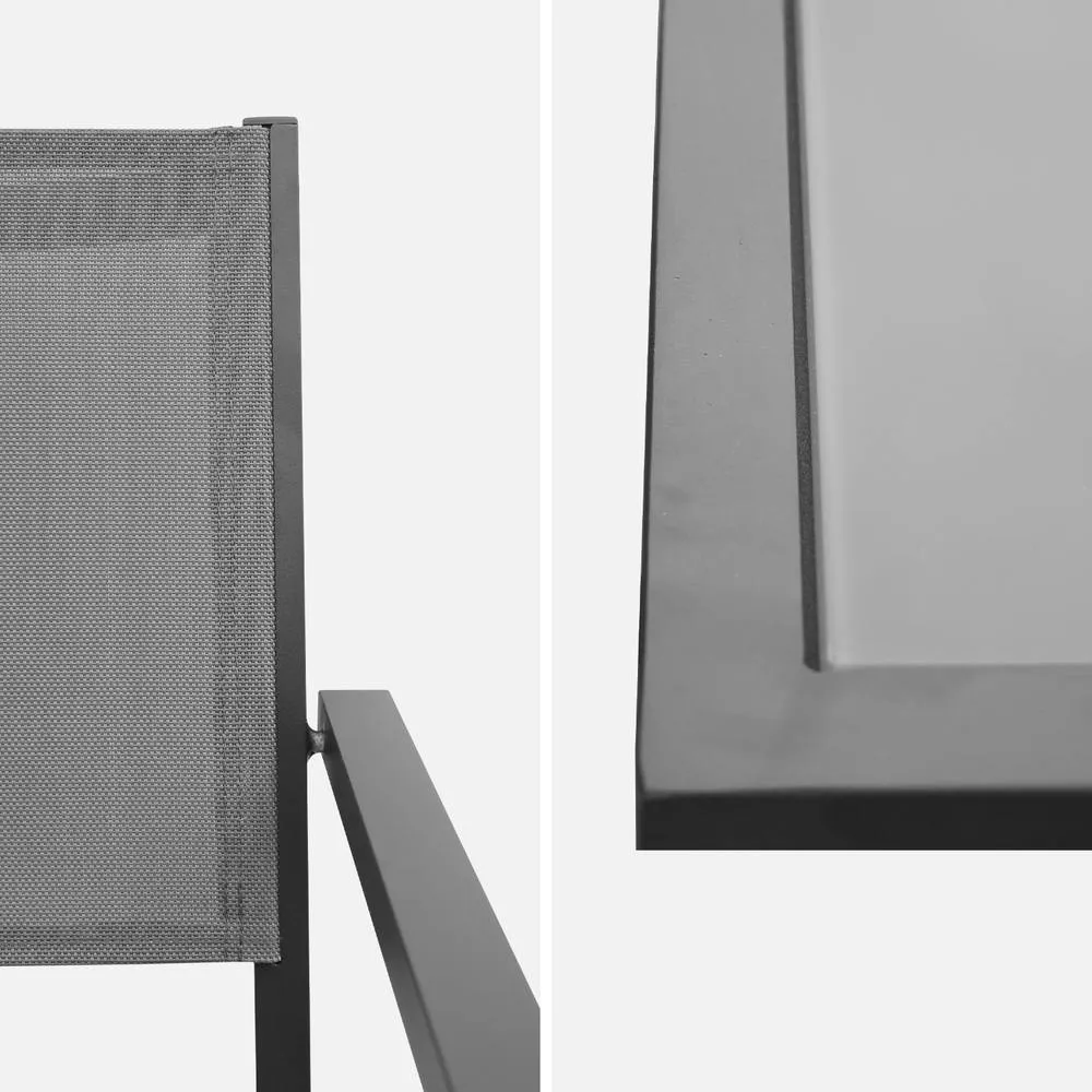 sweeek 8-seater Aluminium Garden Table With Textilene Chairs in Dark Grey 6