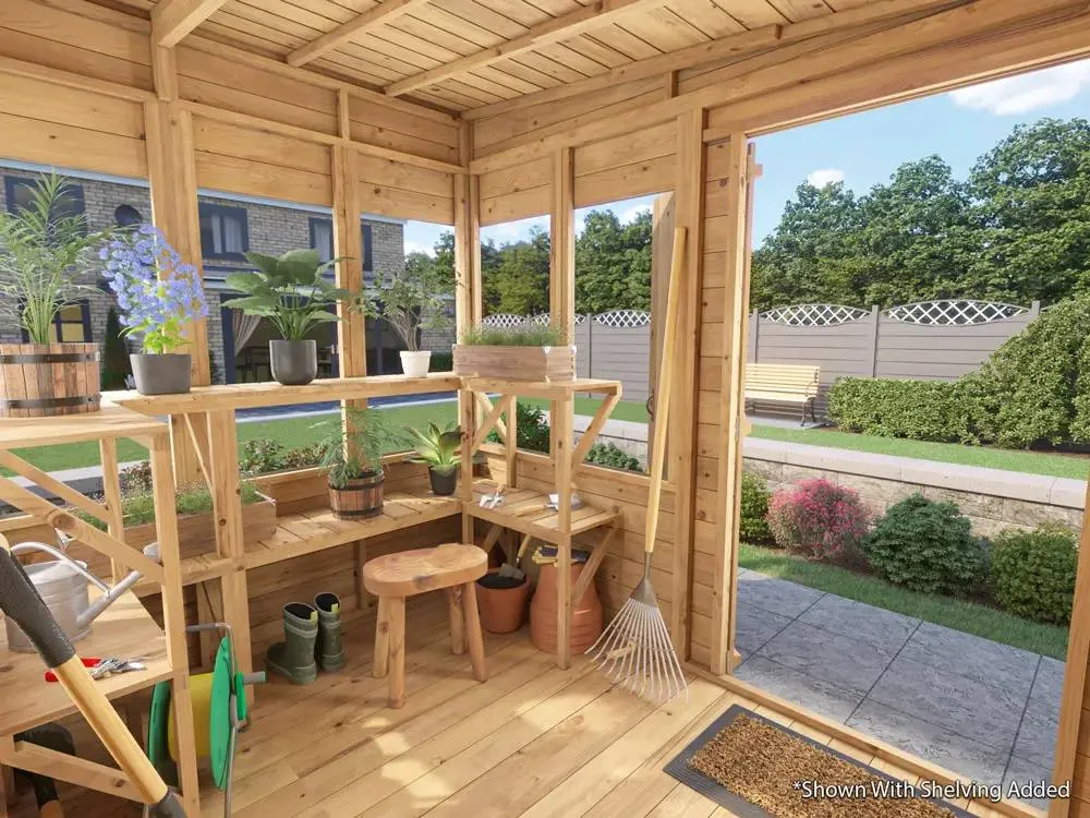 Dunster House Wooden Potting Shed Pent Roof W6' x D8' (W1.8m x D2.4m) Overlord Modular in Brown 3