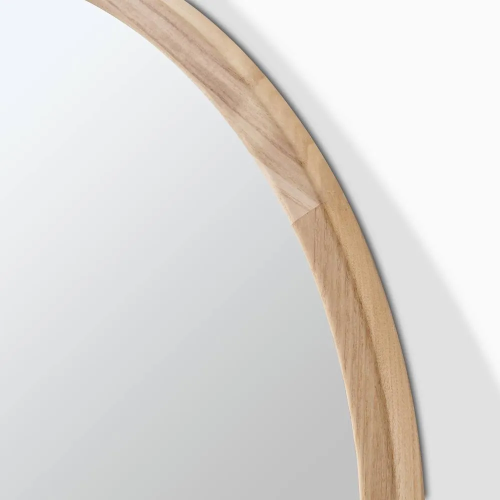 FurnitureboxUK Judith Oak Wood Medium 80x80cm Round Wall Mirror in Light Brown 6