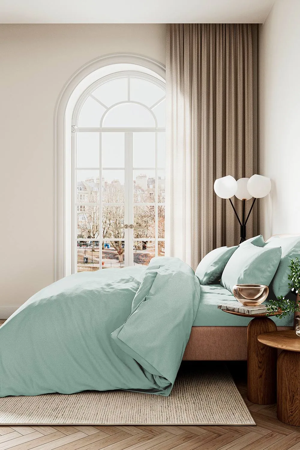 1951 'Luxury 400 Thread Count' Cotton Sateen Flat Sheet in Green 3