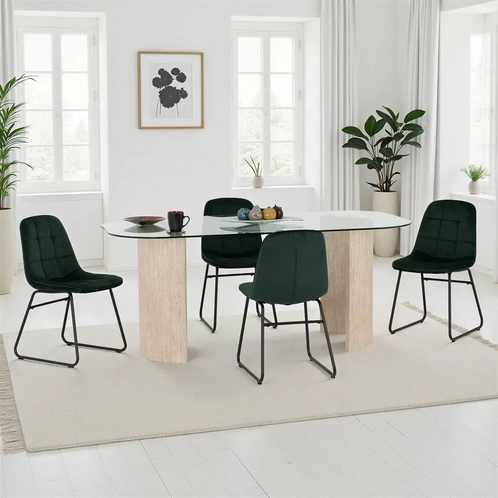 Seconique Modena Dining Set with Lukas Chairs in Green 1