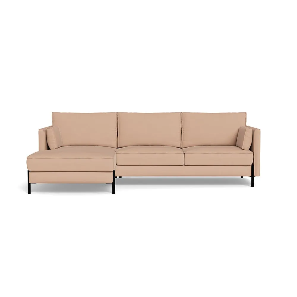 Heal's Tortona Left Hand Facing 4 Seater Corner Chaise Capelo Linen-Cotton Rosedale Black Feet 1
