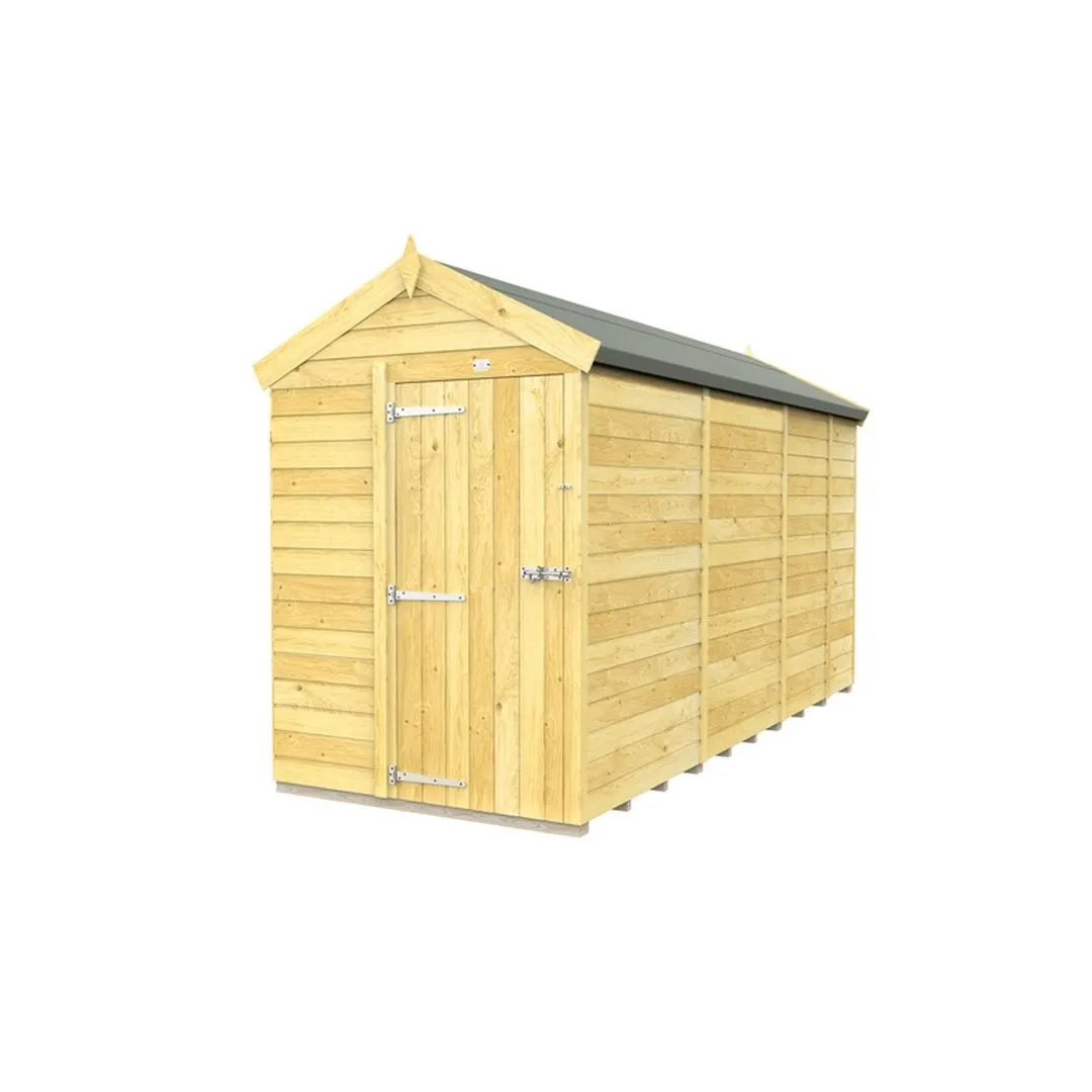 Buttercup Farm 5 x 13 Feet Apex Shed - Single Door W/O Window - L387 x W147 x H217 cm in Brown