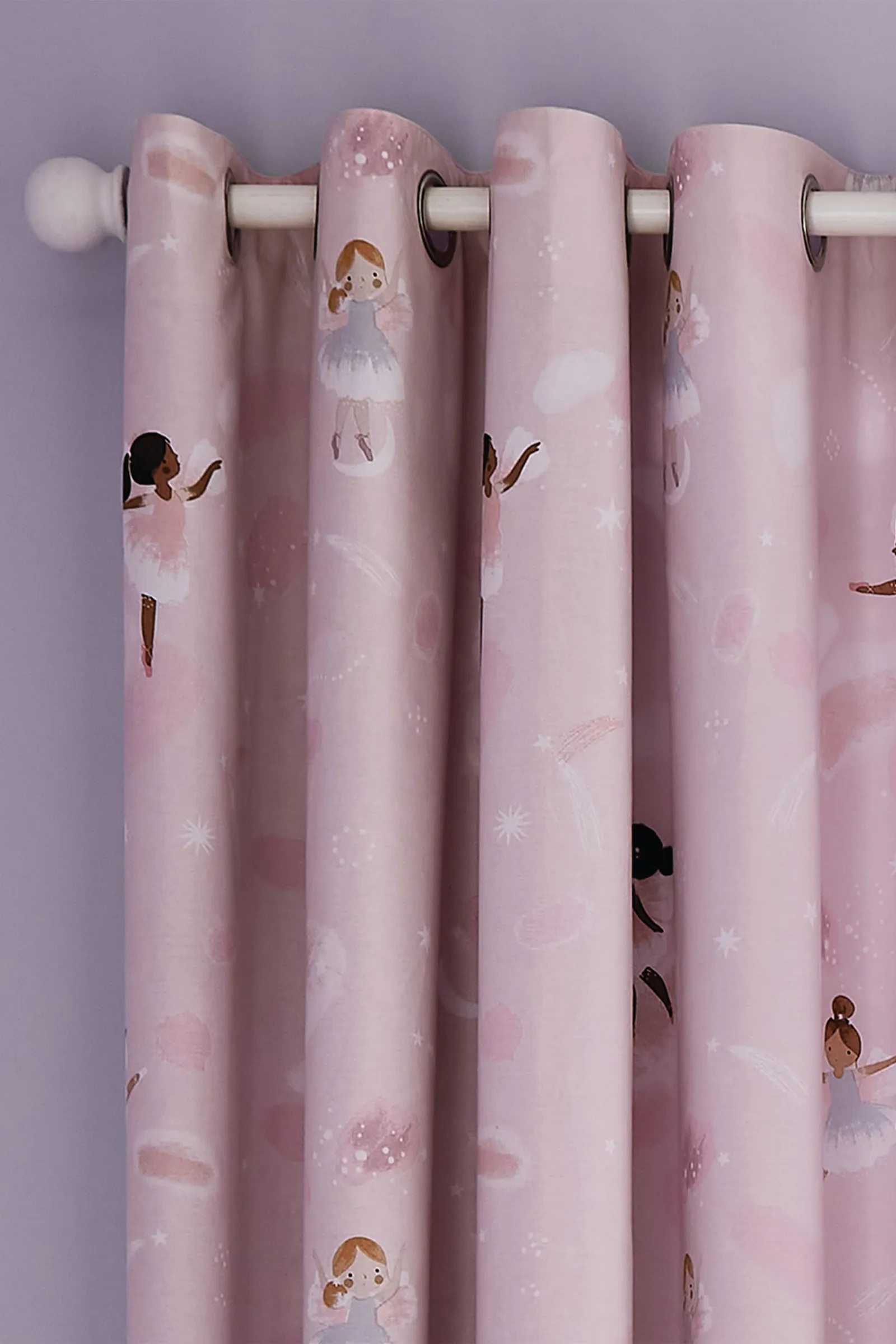 Catherine Lansfield 'Dancing Fairies' Reversible Eyelet Curtains in Pink 4