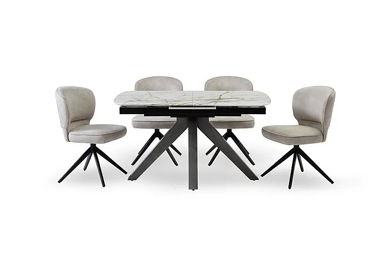 Imperium Pop Up Extending Dining Table and 4 Fabric Swivel Chairs - 140-cm - In Time for Christmas