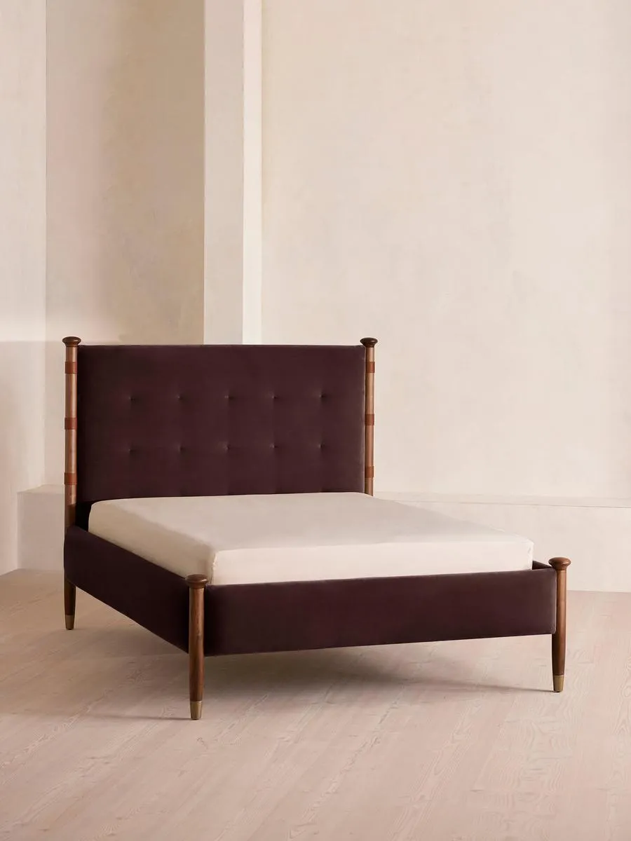 Paolo Bed, Double, Velvet, Aubergine