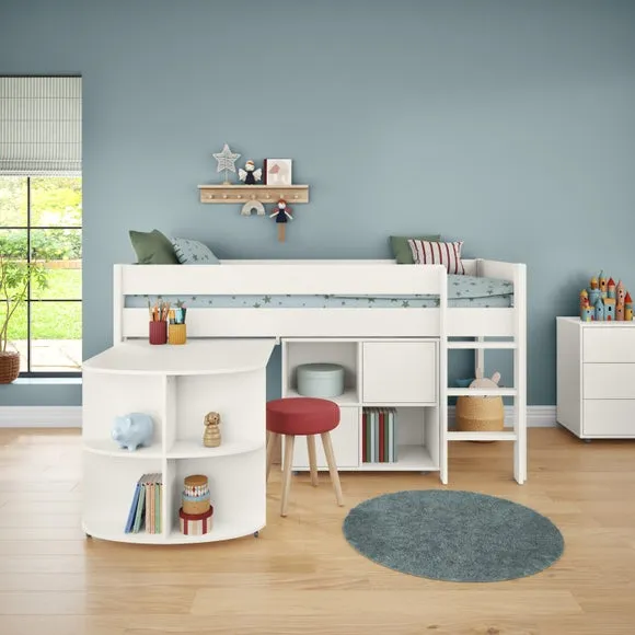 Uno Midsleeper With Pull Out Desk And Cube Unit Pine 2