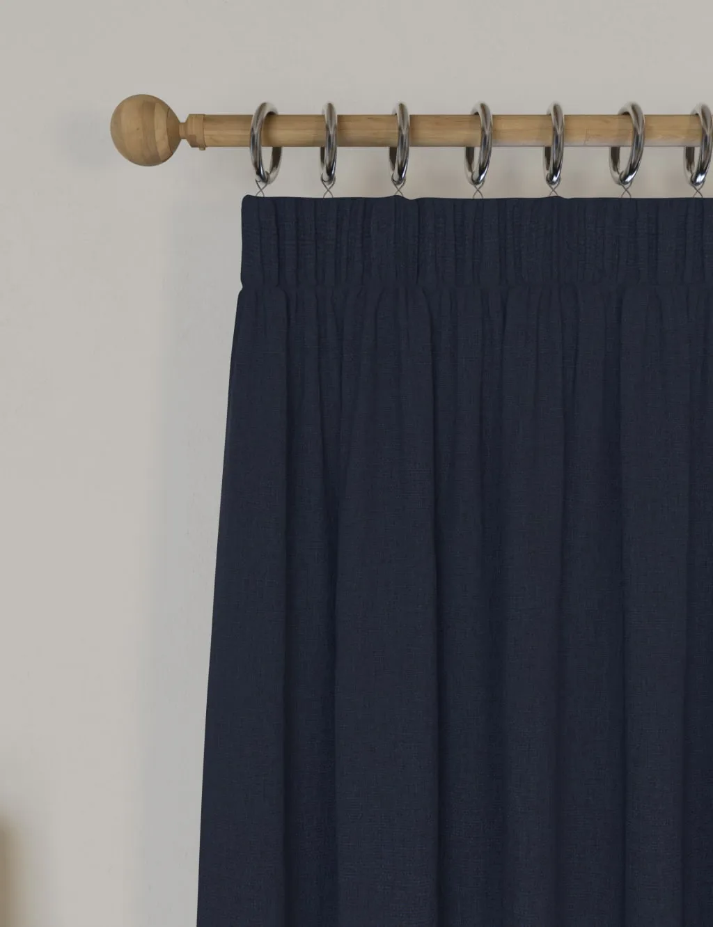 M&S Brushed Pencil Pleat Blackout Thermal Curtains Navy
