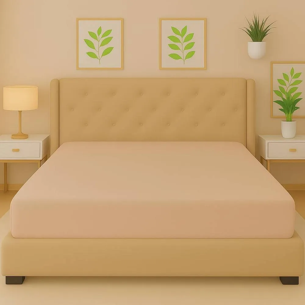 Homes-Linen Flannelette Fitted Sheet 100% Brushed Cotton 25cm Deep in Beige