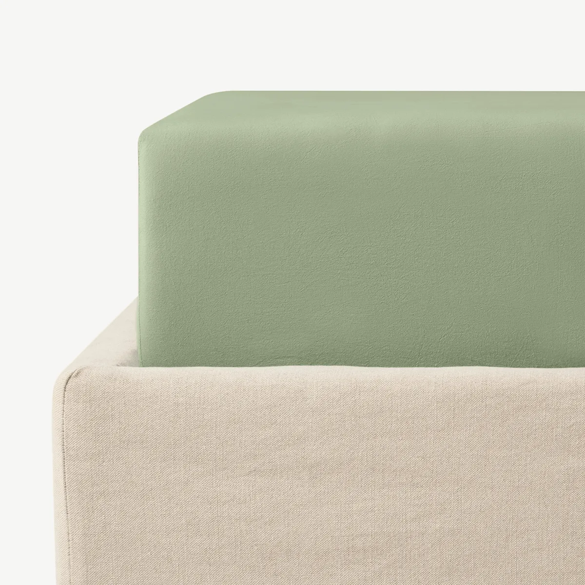 Alexia Stonewashed Cotton Fitted Sheet, Double, Soft Green