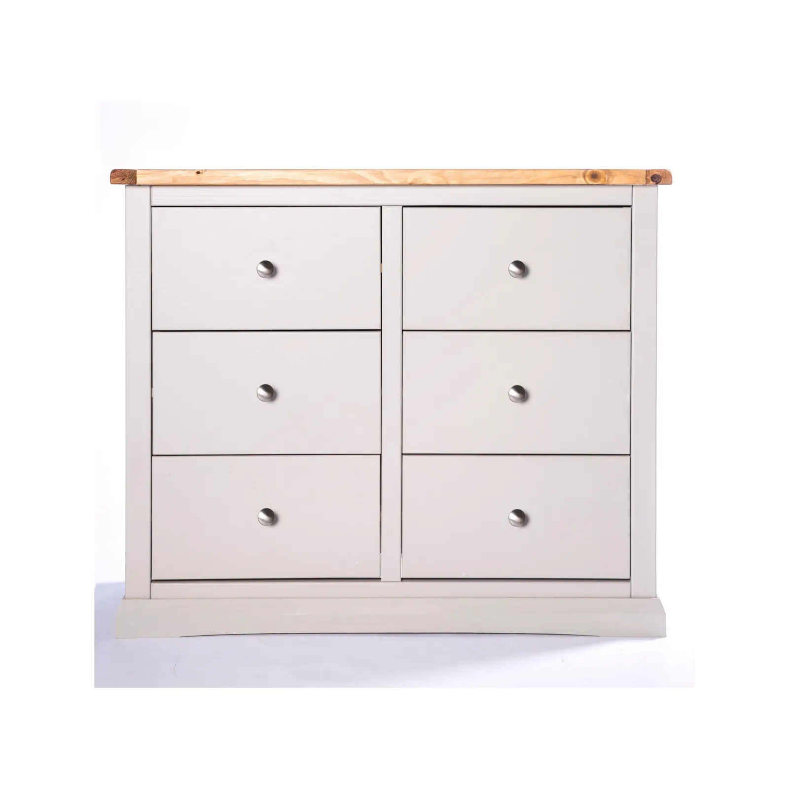 Cabinet Bits Loreo 6 Drawer Chest of Drawers Chrome Knob in Light Grey