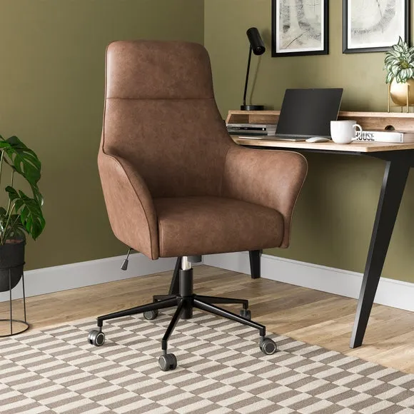 Kingswell Winged Office Chair, Faux Leather