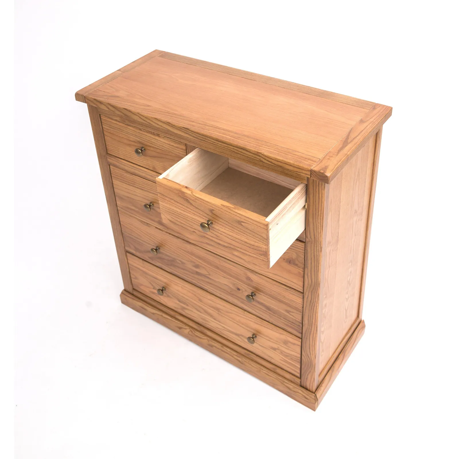 Cabinet Bits Salerno 5 Drawer Chest of Drawers Brass Knob in Natural 4