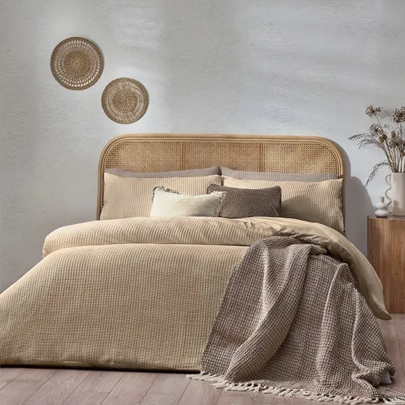 Yard Chunky Waffle 100% Cotton Duvet Cover & Pillowcase Set 1