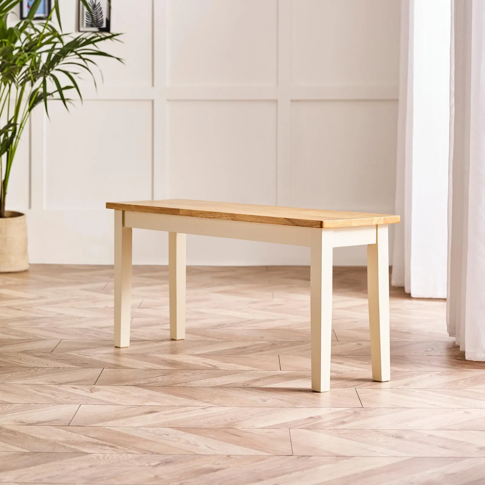 FurnitureboxUK Salcombe Small Rectangular Wooden Table & Tenby Small Bench in Cream 6