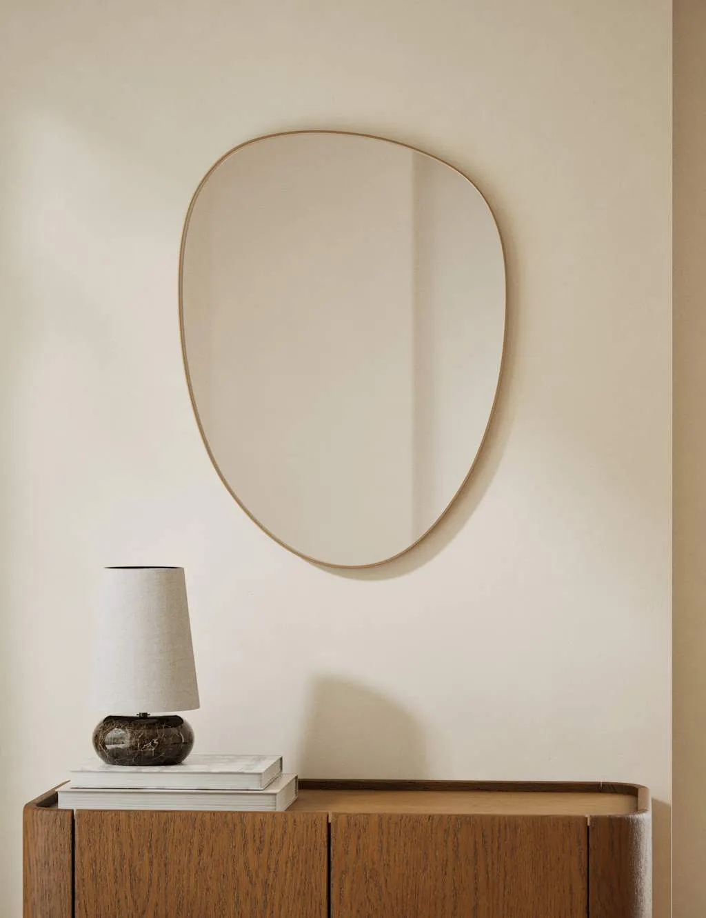 M&S Pebble Metal Curved Wall Mirror Antique Brass