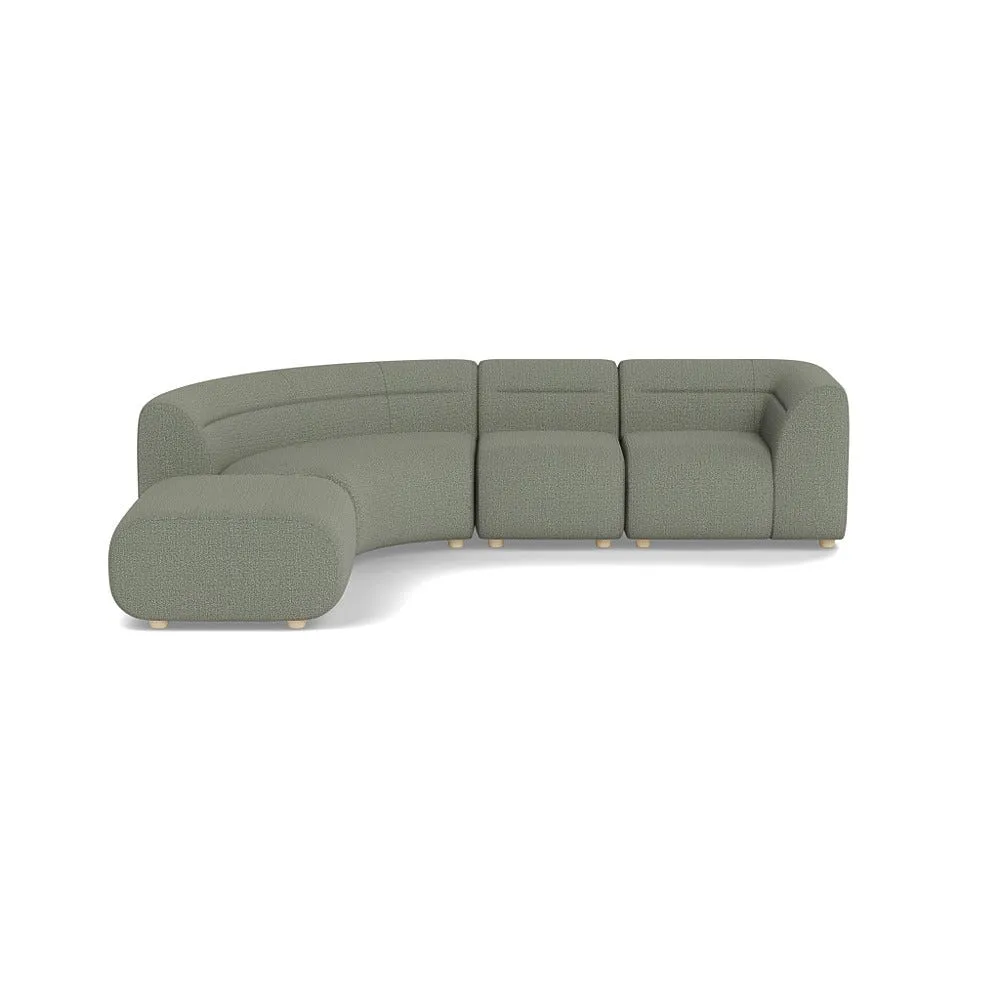 Heal's Lilli Left Hand Facing Curved Corner Sofa Boucle Tweed Lapis Natural Beech Feet 1