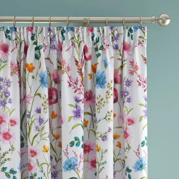 Foxley Ditsy Polycotton Blackout Pencil Pleat Curtains 1